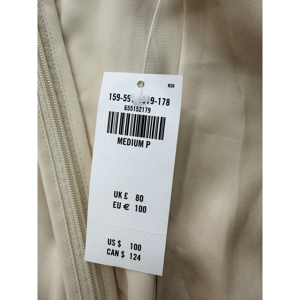 Abercrombie AF satin mini dress deep V-neck pleat champagne wedding. Party MP - Picture 14 of 16